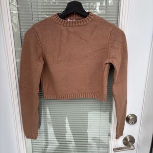 GARAGE XS Cropped Cardigan Sweater Top in Burnt Sienna / Brown